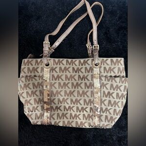 Michael Kors Tan and Brown Monogram Tote